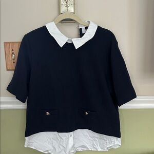 Black and White Collared Top